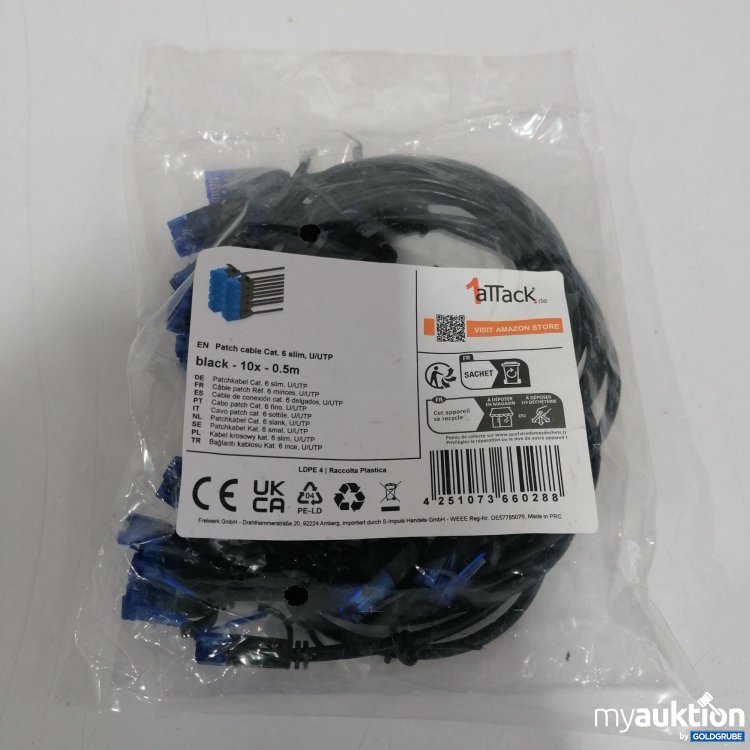 Artikel Nr. 827543 Artikel Nr. 827543: EN Patch Kabel Cat. Patch Kabel, 6 slim black - 10x - 0.5m