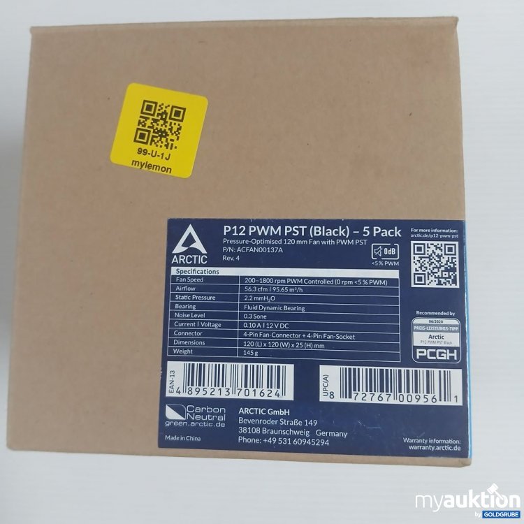 Artikel Nr. 922543: ARCTIC P12 PWM PST (Black) 5 Pack