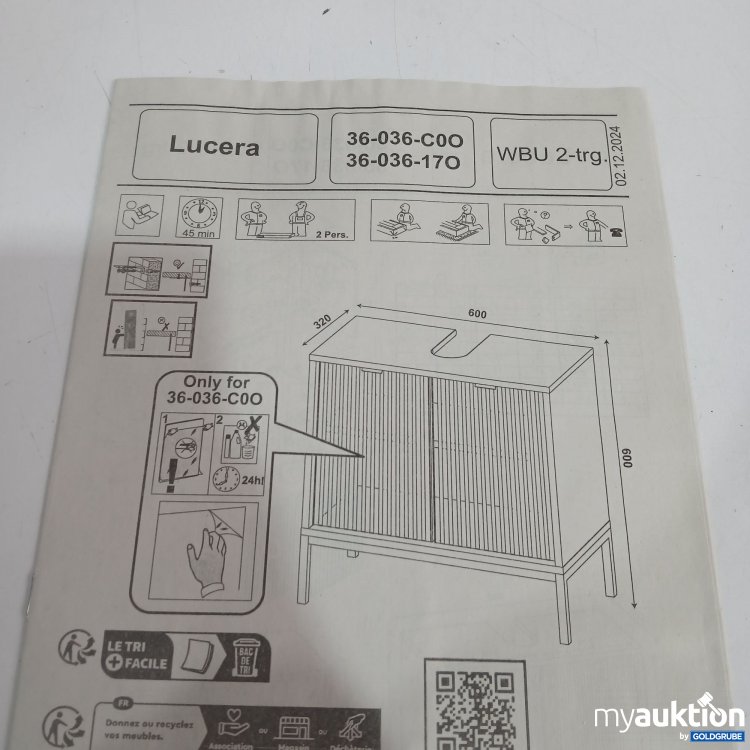 Artikel Nr. 951543: Bega BBK Lucera WBU 2trg. 60x60x32cm grau matt 