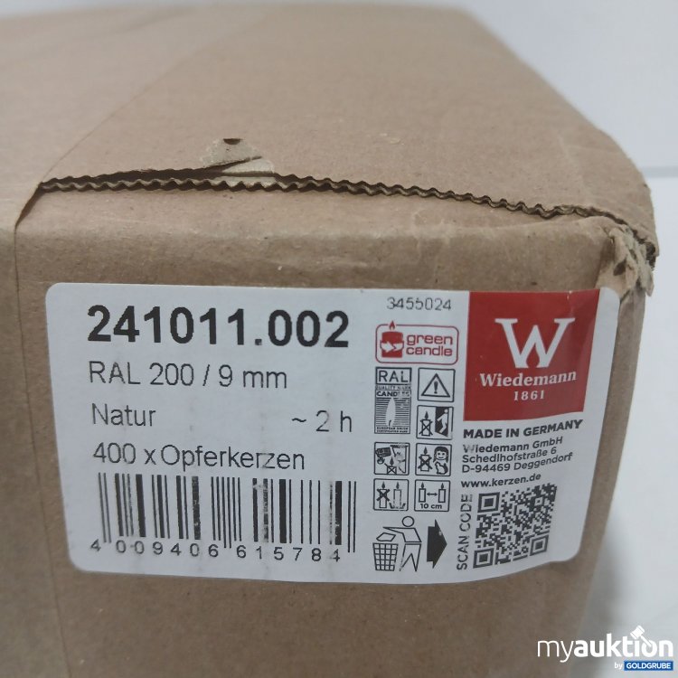 Artikel Nr. 993543 Artikel Nr. 993543: Wiedemann 241011.002 RAL 200 / 9mm Natur Kerzen 400Stk