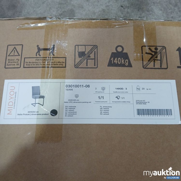 Artikel Nr. 893544: MidyYou Stuhl 2er Set Terri 03010011-06 anthrazit