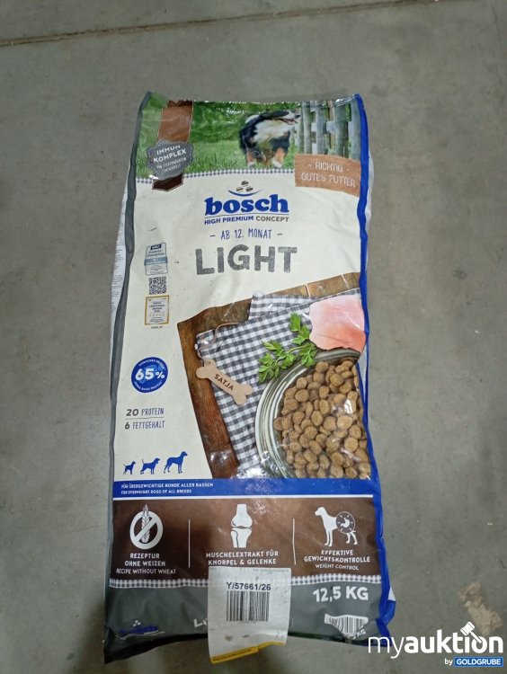 Artikel Nr. 467545 Artikel Nr. 467545: bosch Hundefutter Light 12,5 kg
Für übergewichtige Hunde aller Rassen, ab 12. Monat