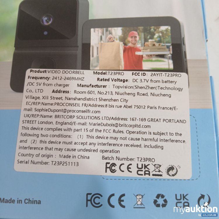 Artikel Nr. 989545 Artikel Nr. 989545: Video Doorbell with Monitor T23PRO