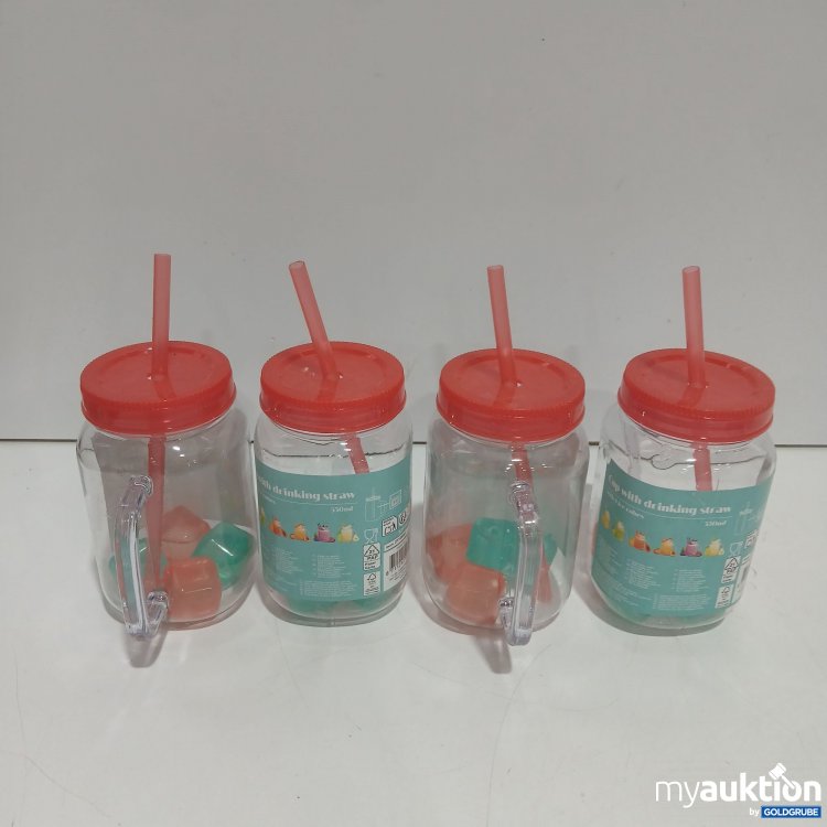Artikel Nr. 929547: Cup with Drinking Straw 4x550ml rot 