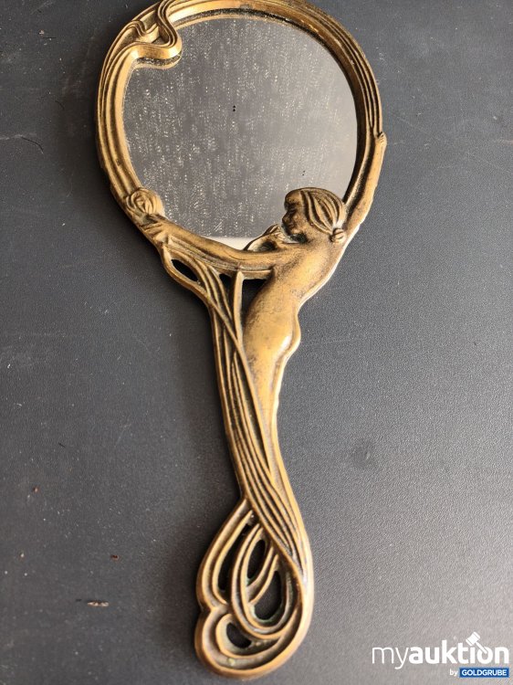 Artikel Nr. 398548 Artikel Nr. 398548: Alter Messing Handspiegel, Kosmetikspiegel im Jugendstil