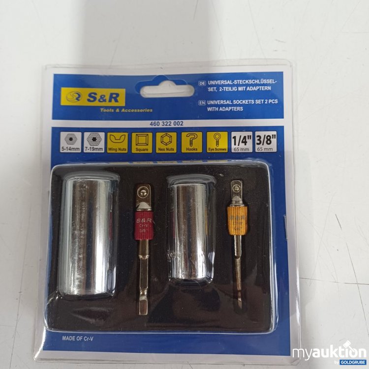 Artikel Nr. 933549 Artikel Nr. 933549: S&R Universal-Steckschlüssel-Set 2-teilig mit Adaptern Größen 5-14 mm 7-19mm, Adapter 65mm