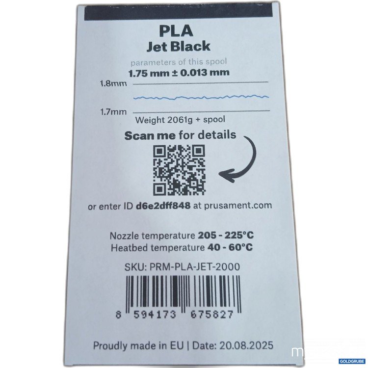 Artikel Nr. 972549: Prusament PLA Jet Black 1,75mm 2061g 