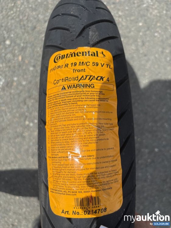 Artikel Nr. 444551 Artikel Nr. 444551: Continental ContiRoadAttack 4 110/80 R19 59 V TL