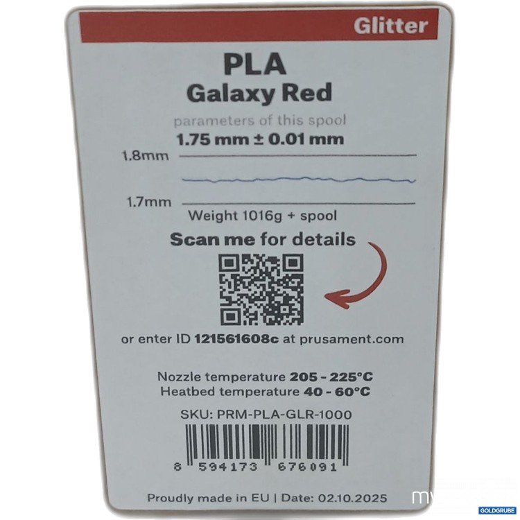 Artikel Nr. 972551: Prusament PLA Galaxy Red Glitter 1,75mm 1016g 
