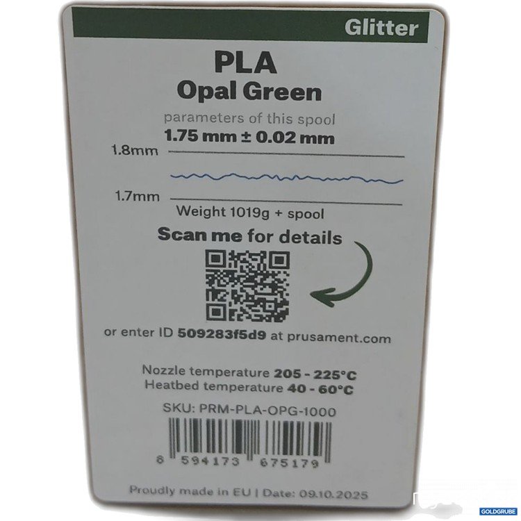 Artikel Nr. 972552: Prusament PLA Opal Green Glitter 1,75mm 1019g 