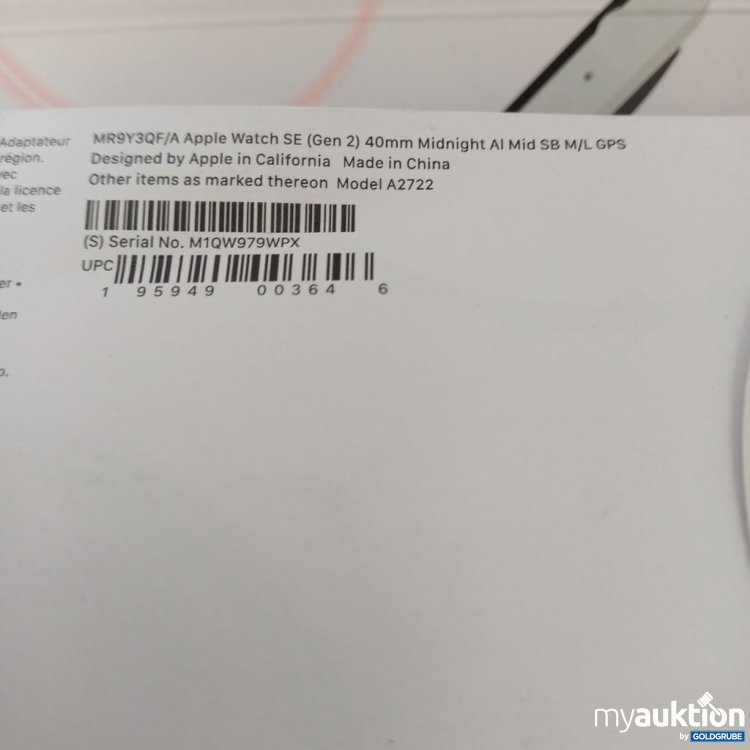 Artikel Nr. 976552: Apple Watch SE GPS 40mm Midnight Aluminium