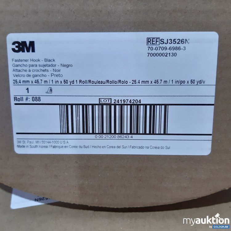 Artikel Nr. 438554 Artikel Nr. 438554: 3M Klettband Selbstklebend REF SJ3526N 3x25,4mmx45,7m