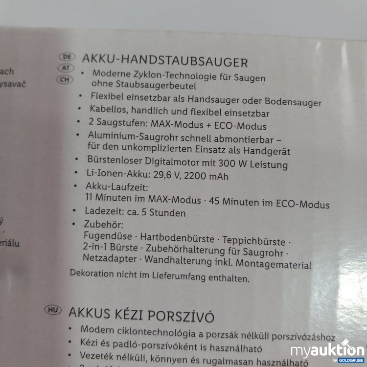 Artikel Nr. 520555 Artikel Nr. 520555: Silver Crest Akku Handstaubsauger 300 W