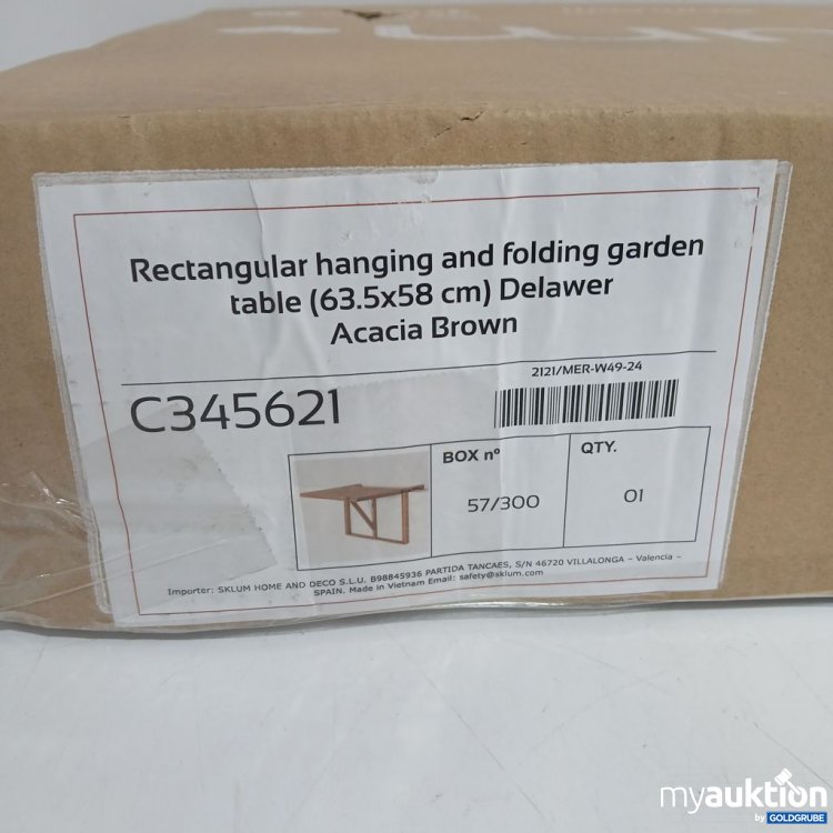 Artikel Nr. 893555: Sklum Rectangular hanging and folding garden table (63,5 x 58cm) Delawer Acacia Brown C345621