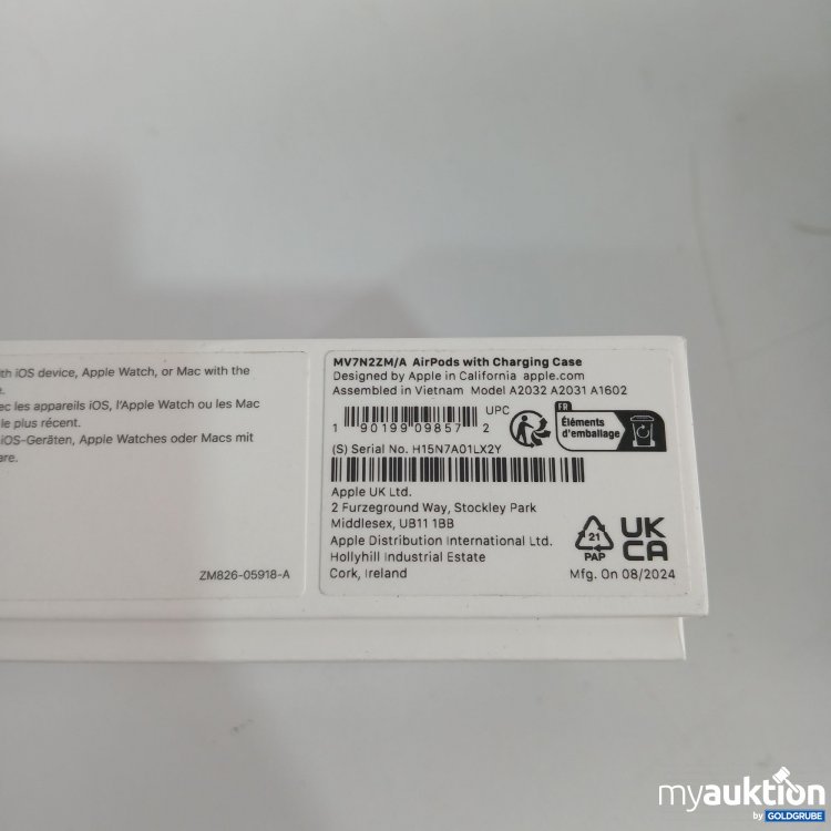 Artikel Nr. 902555: Apple AirPods with Charging Case ZM826-05918-A