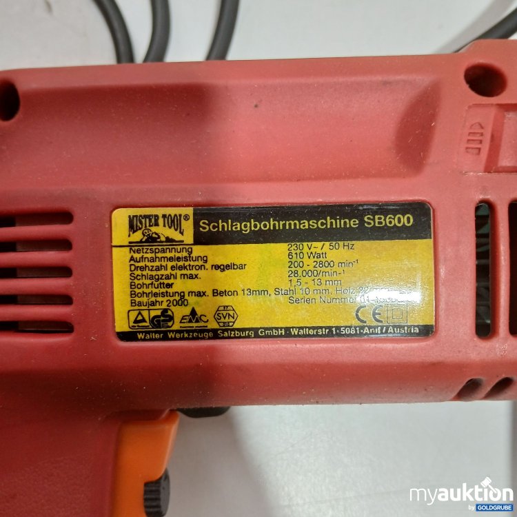 Artikel Nr. 955556: Master Tool Schlagbormaschine SB600 Serien Nummer 01-15000/00