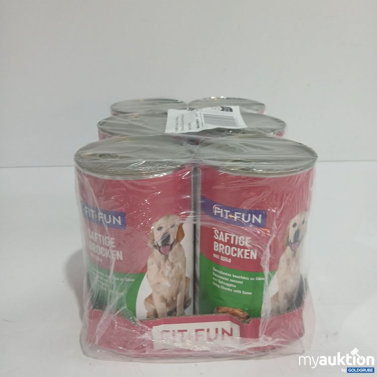 Artikel Nr. 852557: Fit+Fun Hundefutter saftige Brocken mit Wild 6x1240g