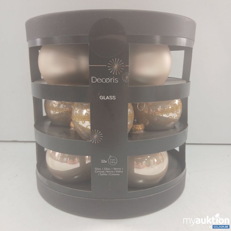 Artikel Nr. 914557 Artikel Nr. 914557: Decoris Glas-Kugeln beige/gold 12x7cm