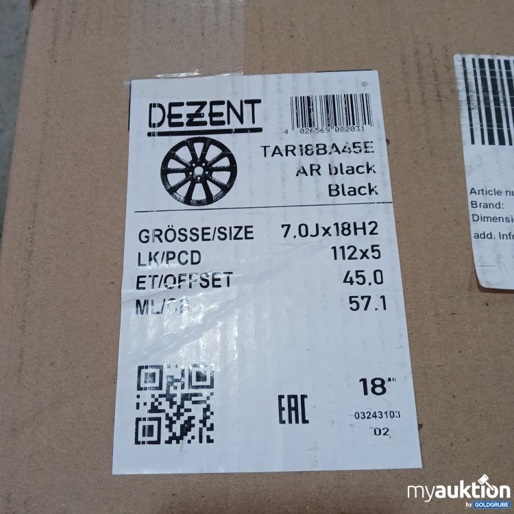 Artikel Nr. 428558 Artikel Nr. 428558: Dezent Felge 7,0Jx18H2 LK 112x5 ET45 18"