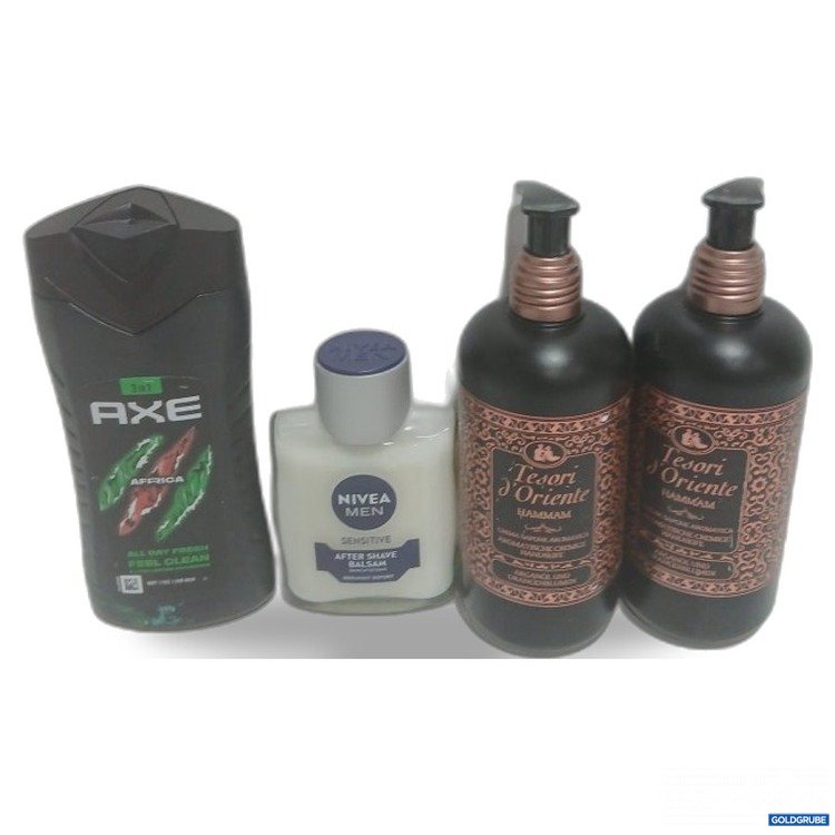 Artikel Nr. 468558: Axe Africa Duschgel 250 ml, Nivea Men Sensitive Aftershave Balsam, 2x Tresori Oriente Handseife