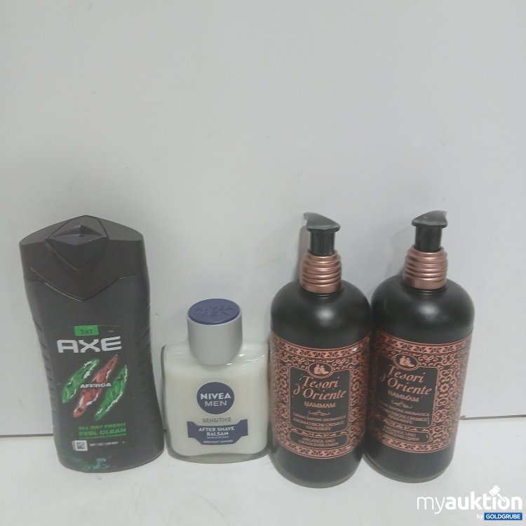 Artikel Nr. 468558: Axe Africa Duschgel 250 ml, Nivea Men Sensitive Aftershave Balsam, 2x Tresori Oriente Handseife