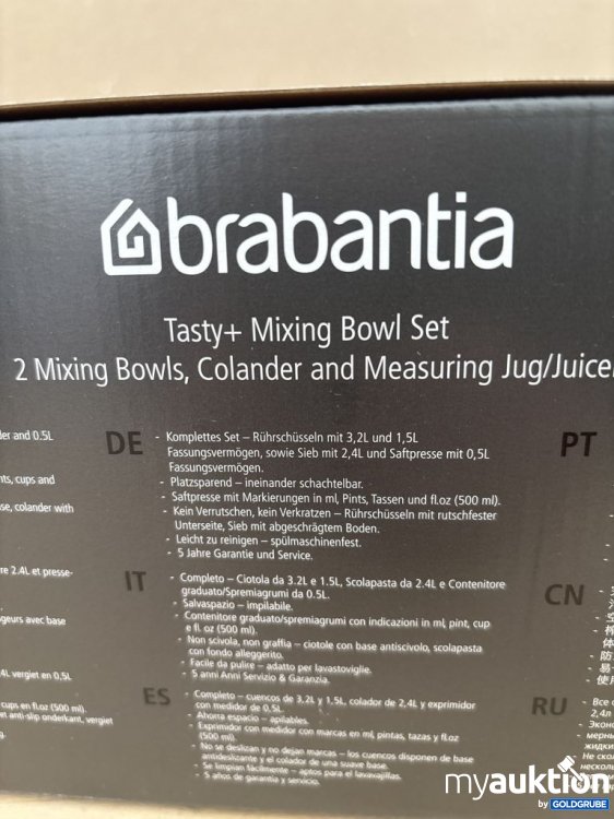 Artikel Nr. 921558: brabantia Tasty+ Mixing Bowl Set 2 Bowls, Colander and Measuring Jug TEXT=Komplettes – Rührschüsseln mit 3,2 l und 1,5 3.2l