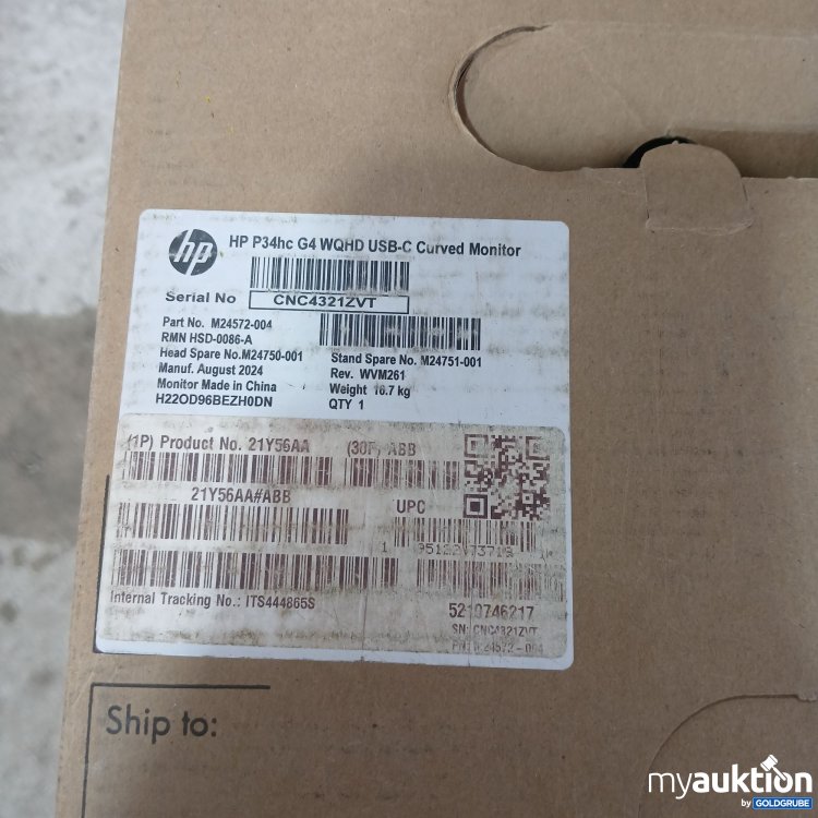 Artikel Nr. 902559: Hp 34-inch Diagonal WQHD USB-C Curved Monitor P34hc G4 