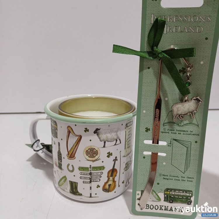 Artikel Nr. 994559 Artikel Nr. 994559: Impression Ireland : Metallesezeichen, Kaffeetasse + Kerze