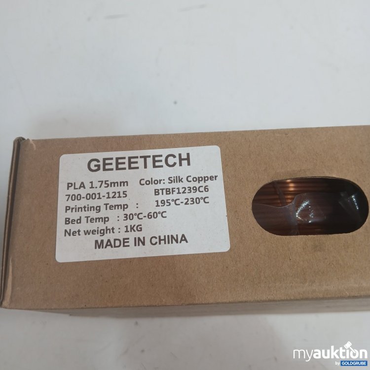 Artikel Nr. 465560 Artikel Nr. 465560: GEEETECH 3D Printer Filament PLA 1 kg 1,75 mm Silk Copper