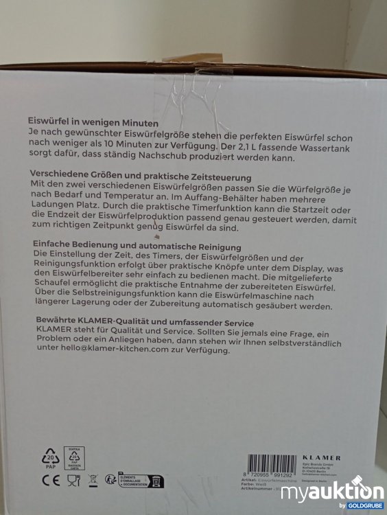 Artikel Nr. 471562 Artikel Nr. 471562: KLAMER Eiswürfelbereiter 120 weiß Art.Nr.91292