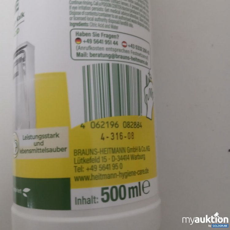 Artikel Nr. 918562: HEITMANN pure Reine Zitronensäure 500 ml