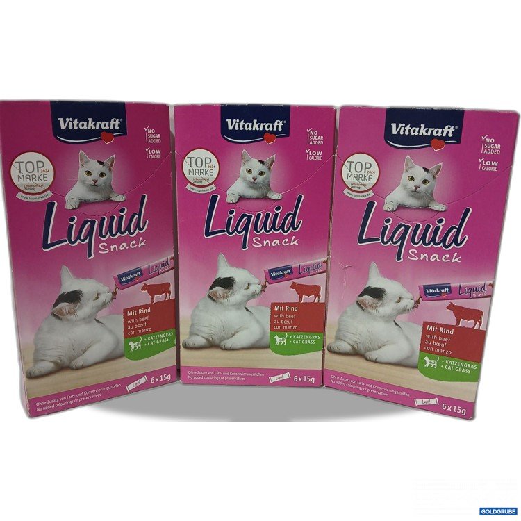 Artikel Nr. 954562: Set 3 Pkg. Vitakraft Liquid Snack mit Rind + Katzengras a` 6 x 15g 