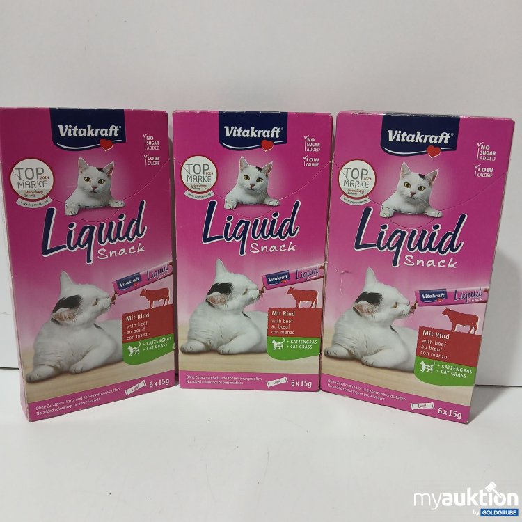 Artikel Nr. 954562: Set 3 Pkg. Vitakraft Liquid Snack mit Rind + Katzengras a` 6 x 15g 