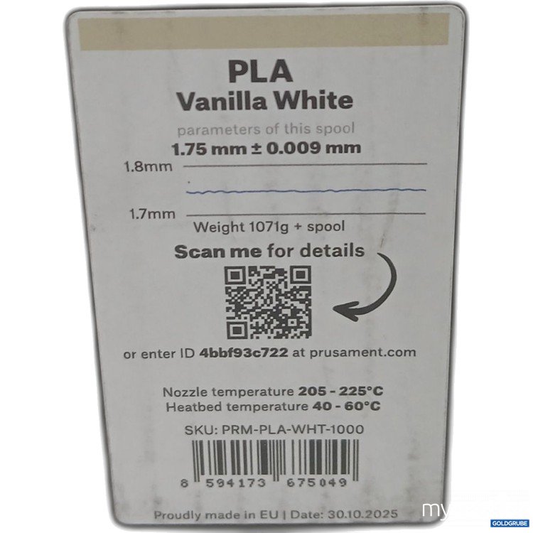 Artikel Nr. 972562: Prusament PLA Vanilla white 1,75mm 1071g 