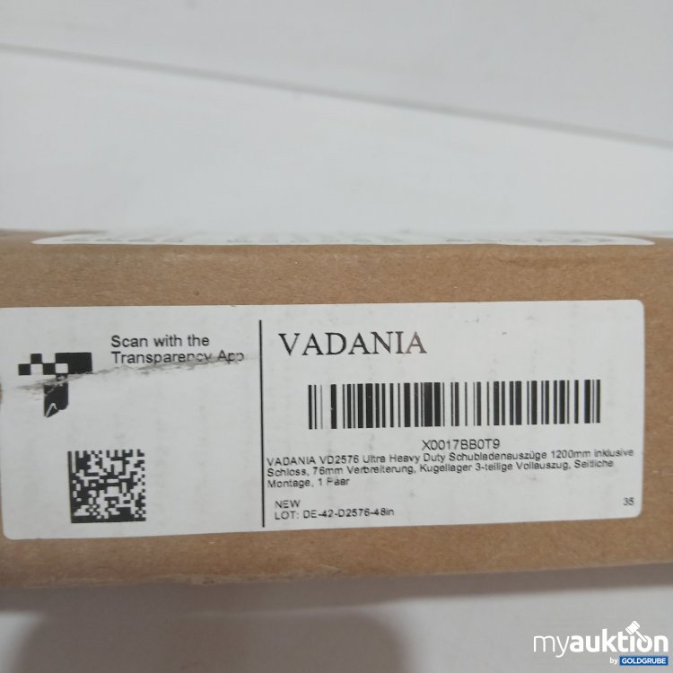 Artikel Nr. 894566: Vadania VD2576 Heavy duty Schubladenauszüge 1200mm inkl. Schloss 76mm Verbreiterung, Kugellager 3tlg. Vollauszug seitliche Montage 1Paar 