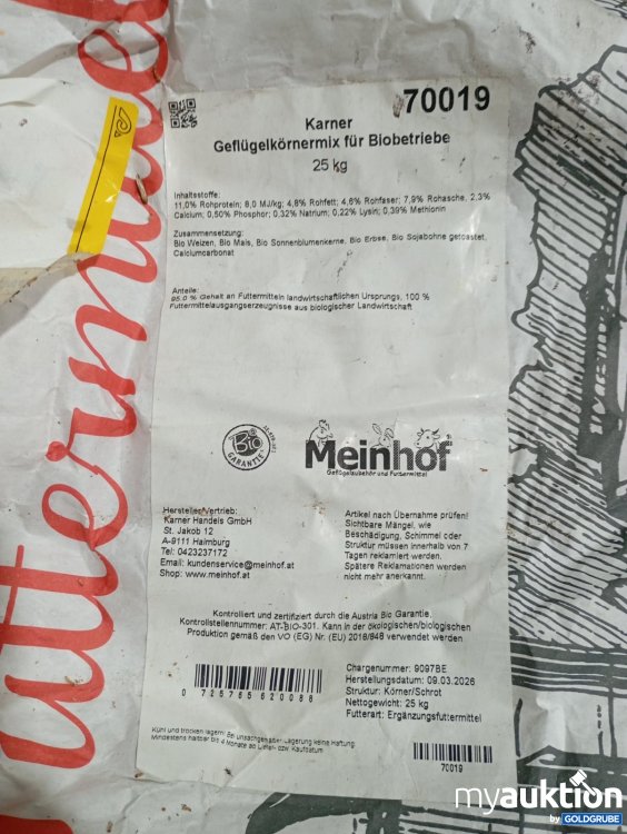 Artikel Nr. 467567 Artikel Nr. 467567: Karner Geflügelkörnermix für Biobetriebe 25 kg