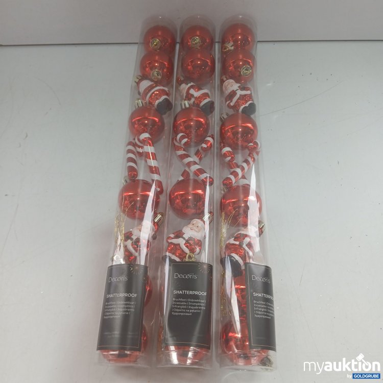 Artikel Nr. 914568 Artikel Nr. 914568: Decoris Shatterproof Kugeln/Zuckerspangen/Weihnachtsmänner rot/weiß 3x
