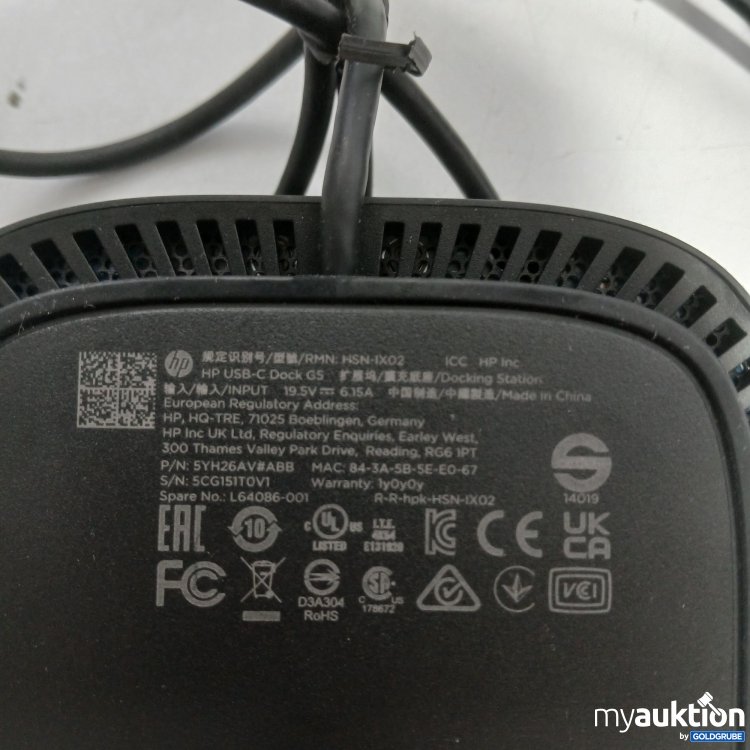 Artikel Nr. 443572 Artikel Nr. 443572: HP USB-C Dock G5 1M Kabel S/N 5CG151TOV1