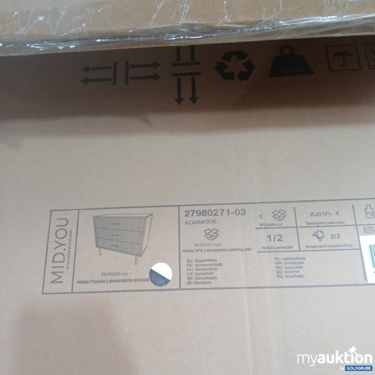 Artikel Nr. 465574 Artikel Nr. 465574: MID.YOU Kommode 80/40/80 cm Schwarz/Weiß 27980271-03