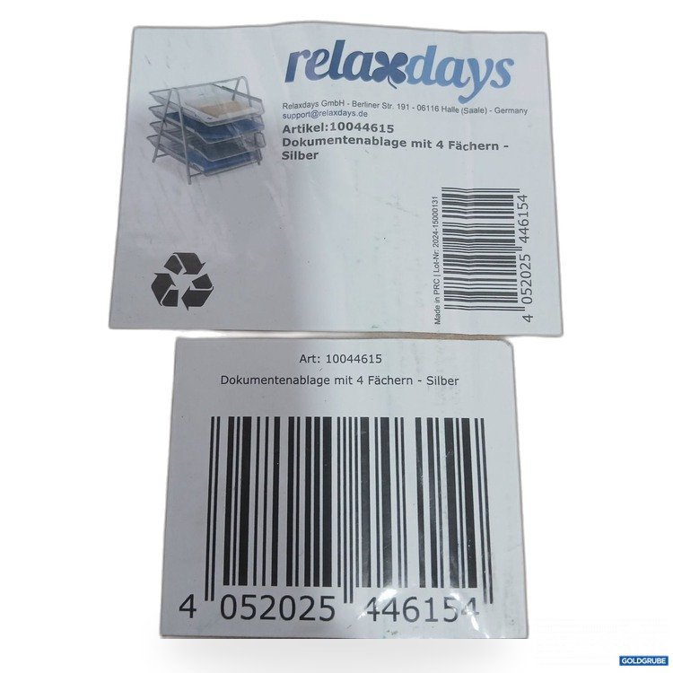 Artikel Nr. 443578 Artikel Nr. 443578: Relaxdays Dokumentenablage mit 4 Fächern Silber
