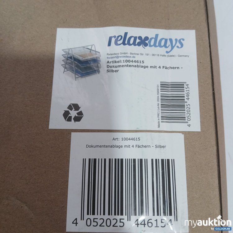Artikel Nr. 443578 Artikel Nr. 443578: Relaxdays Dokumentenablage mit 4 Fächern Silber