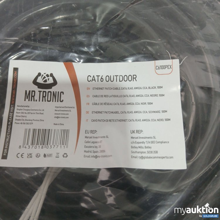 Artikel Nr. 853578 Artikel Nr. 853578: Mr.Tronic CAT6 Outdoor Patchkabel 100m C6100PEX
