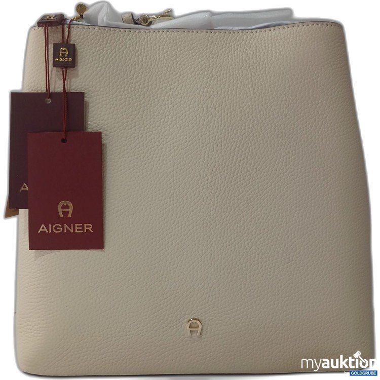 Artikel Nr. 967579: Aigner Delia Beuteltasche aus Leder in Beige, ca 27×27×16cm
