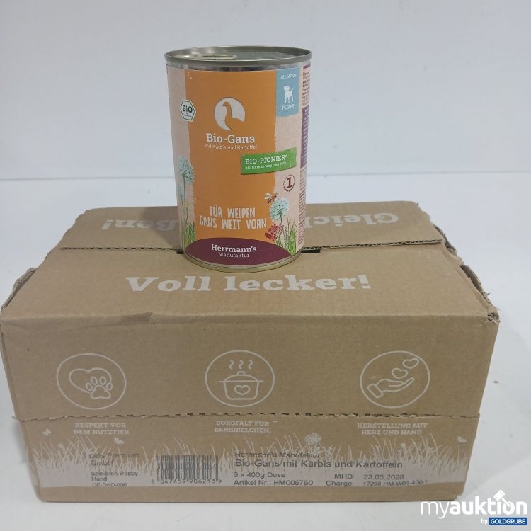 Artikel Nr. 870580: Herrmanns Manufaktur Welpe Bio-Gans mit Kürbis und Kartoffel 6x400g