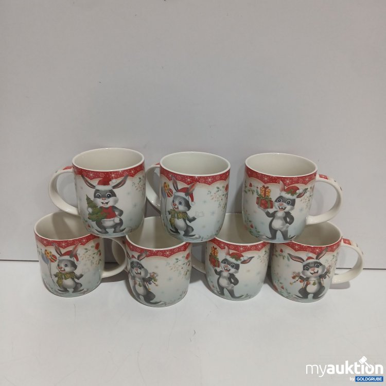 Artikel Nr. 929580: Diverse Weihnachts Kaffeetassen mit Hasen 7Stk 