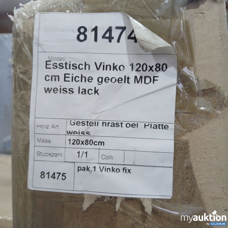 Artikel Nr. 865581: Esstisch Vinko 120x80cm Eiche geölt weiß Lack 81475