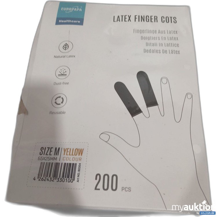 Artikel Nr. 882581 Artikel Nr. 882581: Europapa Healthcare Latex Finger Cots 200Pcs Yellow Colour