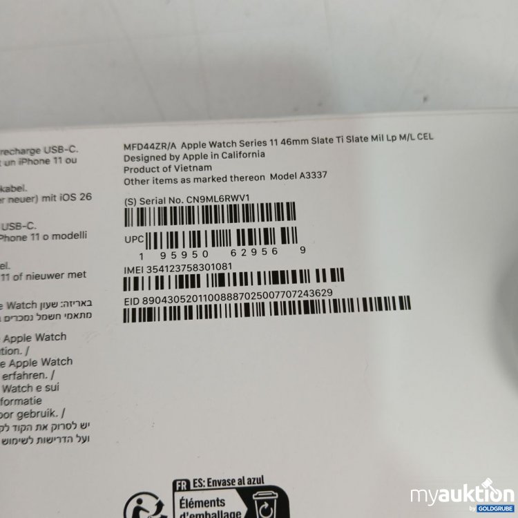Artikel Nr. 916582: Apple Watch Series 11 46 mm Slate Ti Mil LP M/L CEL