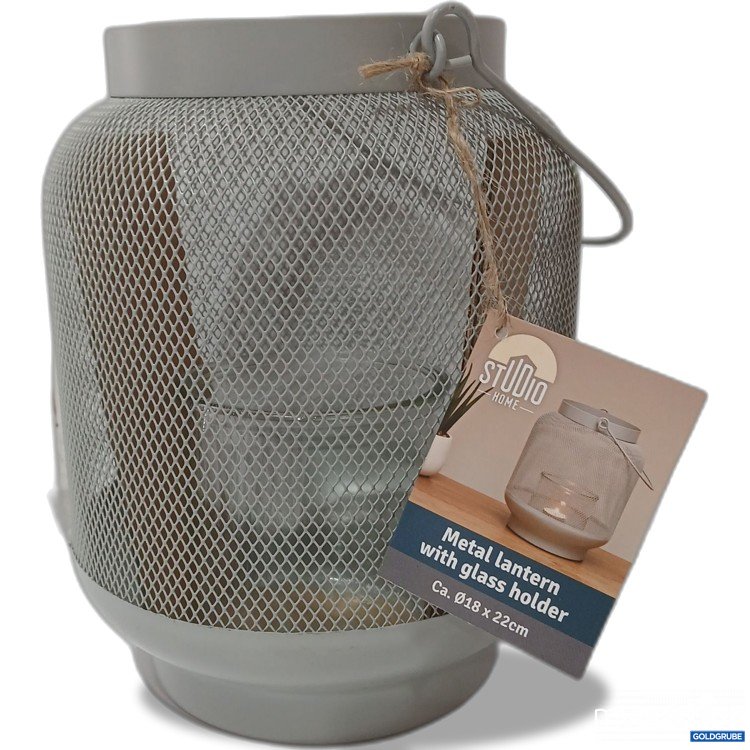 Artikel Nr. 920582: Studio Home Metall Laterne mit Kerzen-Glas, Ca 22cm, Durchmesser ca 18cm