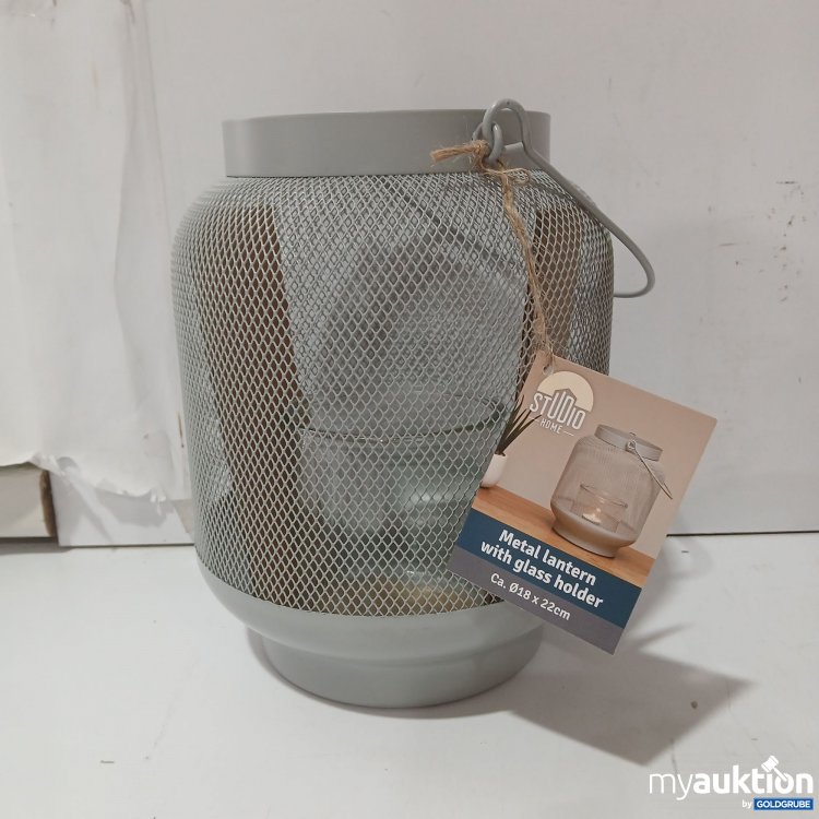 Artikel Nr. 920582: Studio Home Metall Laterne mit Kerzen-Glas, Ca 22cm, Durchmesser ca 18cm
